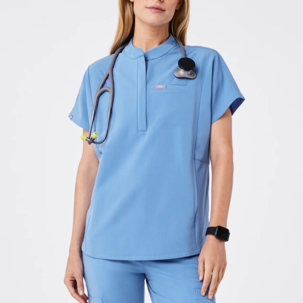Figs Ceil Blue Montex Scrub Top